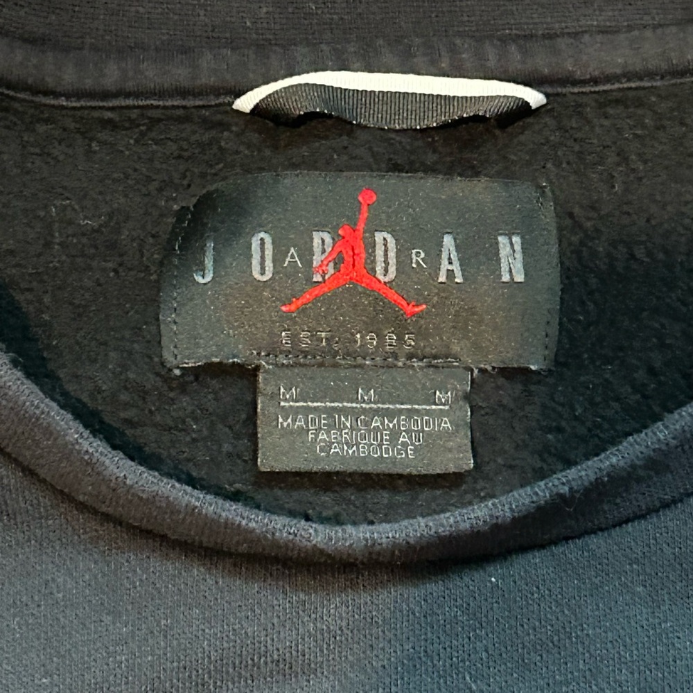 Nike Air Jordan Sweatshirt Men's Medium Black Rival Crew Pullover Fleece JumpMan - Picture 3 of 4